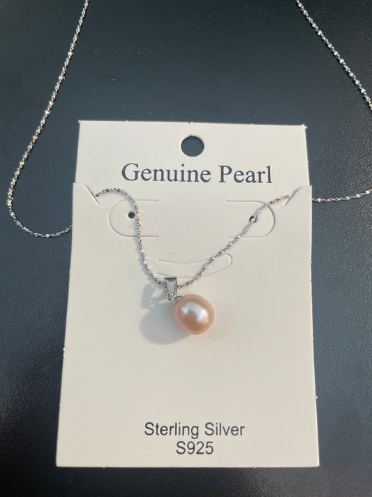 Genuine Single Pearl Sterling Necklace A5