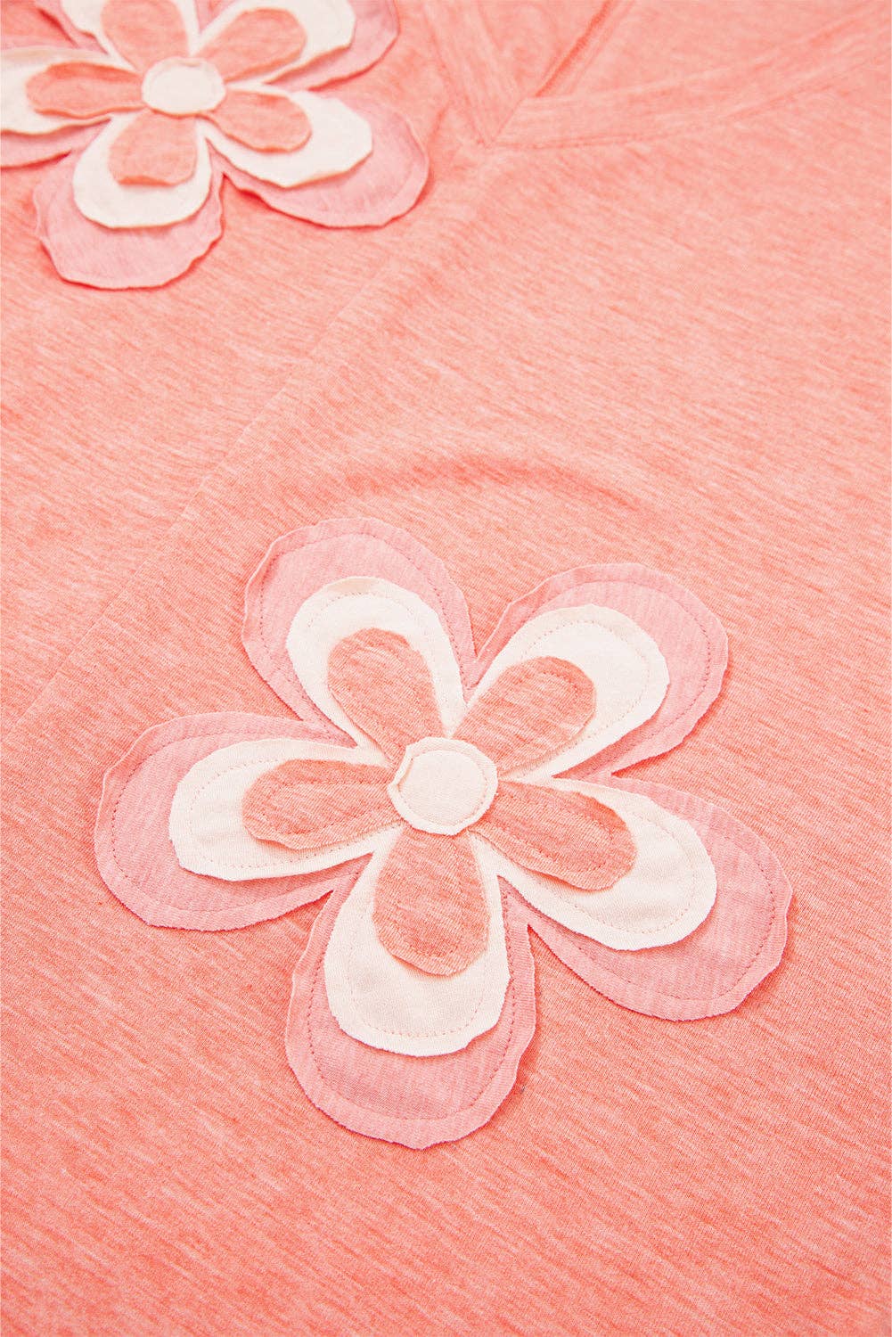 Floral Patchwork Long Sleeve T-Shirt: Fresh Salmon / M