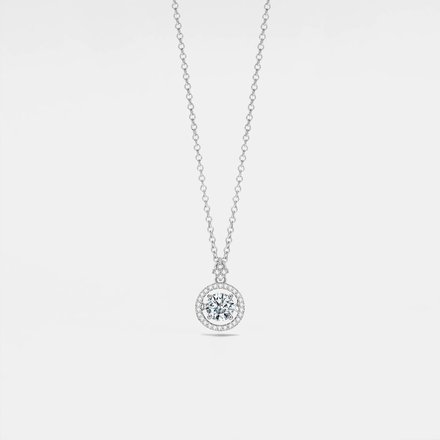 Dancing Moissanite Charm Necklace in 925 Sterling Silver: 0.5 ct