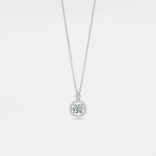 Dancing Moissanite Charm Necklace in 925 Sterling Silver: 0.5 ct