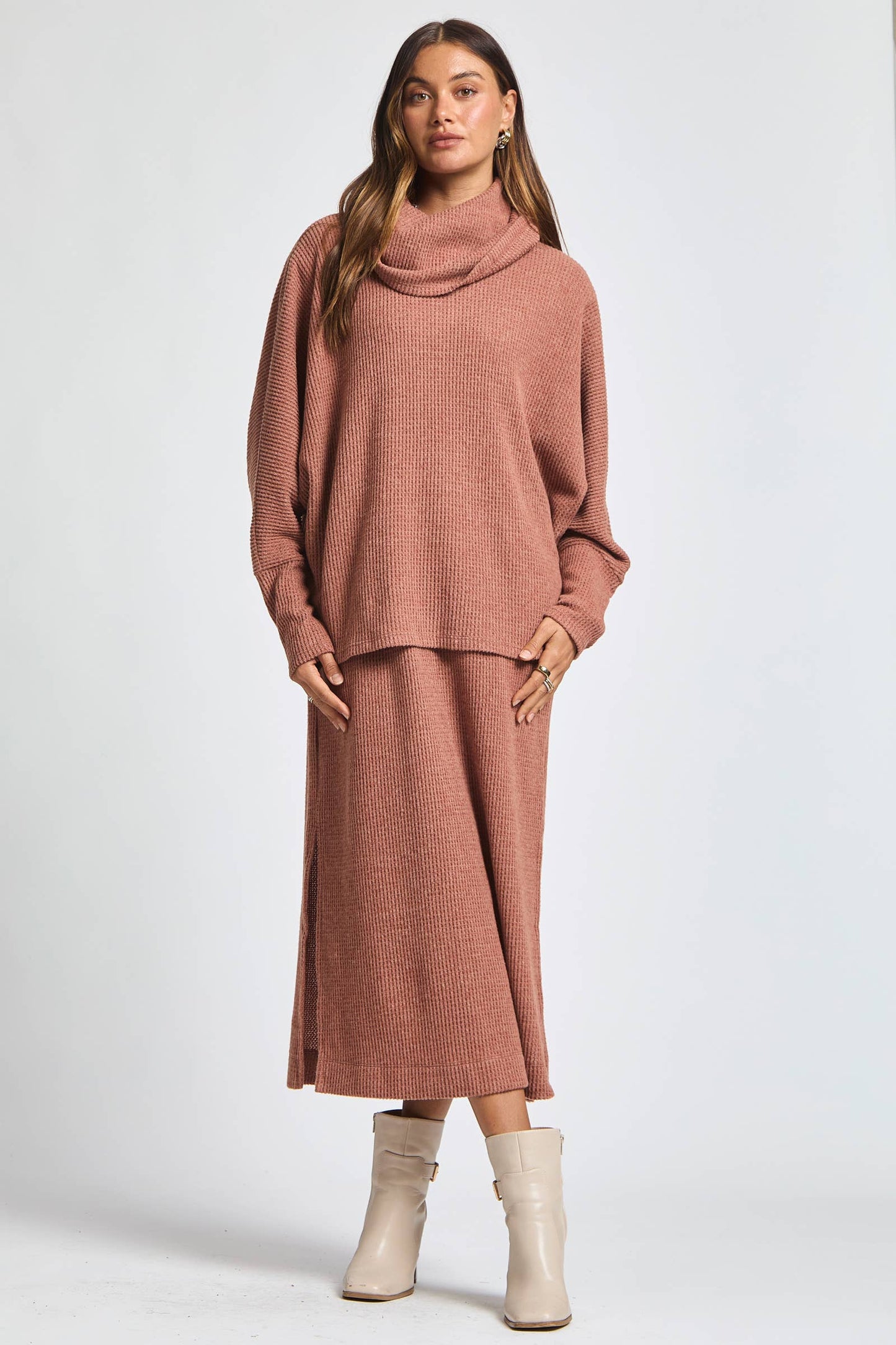 2 Piece Cozy Thermal Layered Set: Wine / M