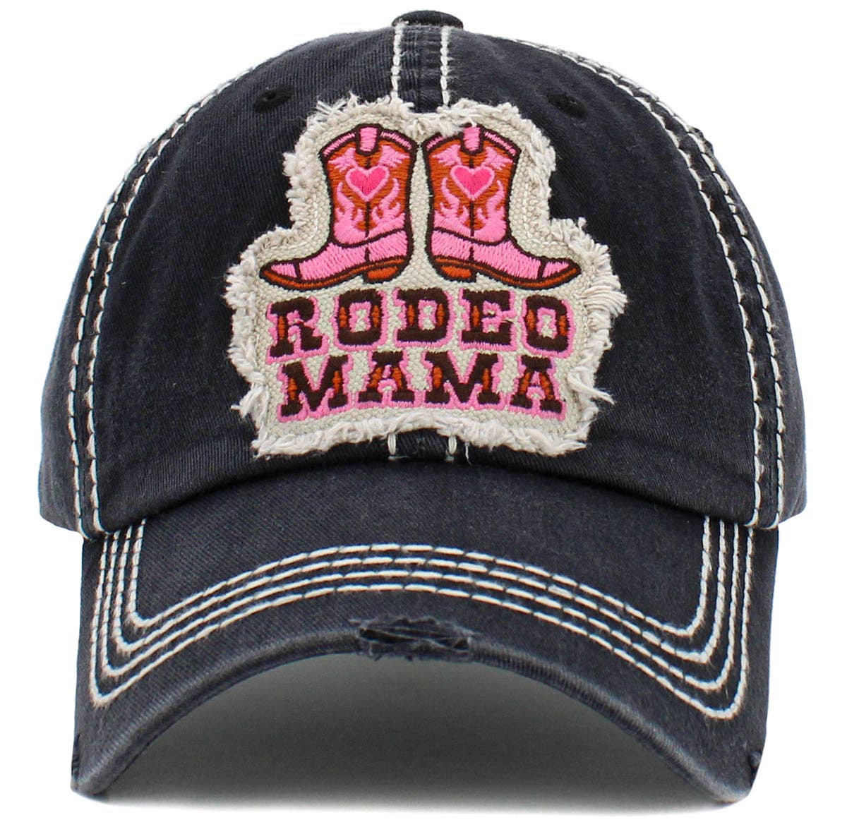 KBV1478 'Rodeo MaMa" Washed vintage Ballcap: Blue