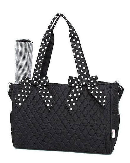 Quilted Solid Diaper Bag: RDBK