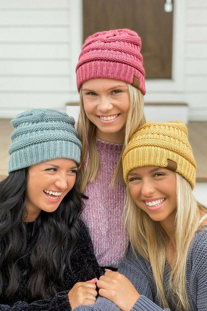 HAT20A Olivia Classic Knit Beanie: Indian Pink