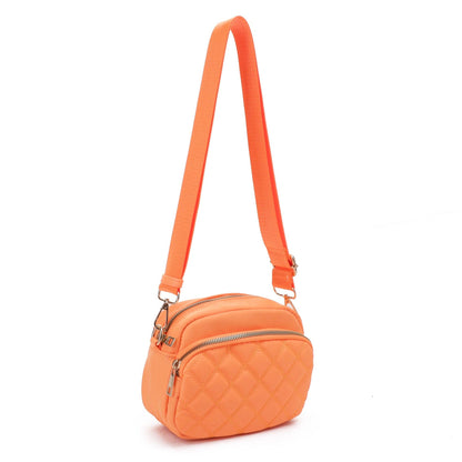 Angela Quilted Crossbody Bag: Red