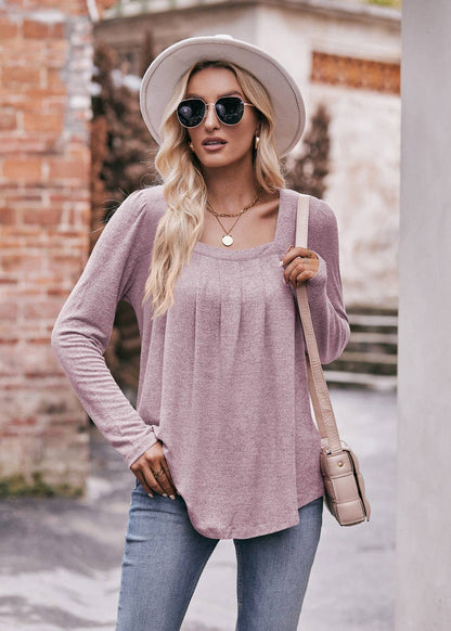 Top Square Neck Long Sleeve Charcoal / S
