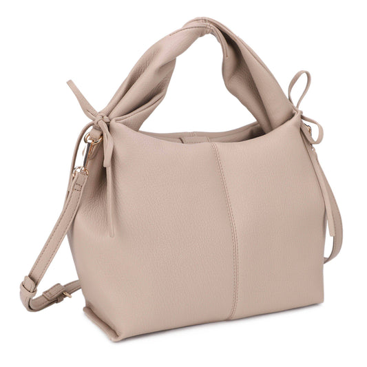 Bonnie Satchel/Crossbody Bag With Ribbon Detail: Stone