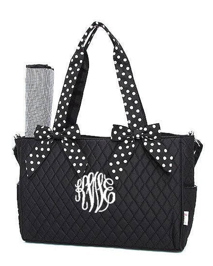 Quilted Solid Diaper Bag: RDBK