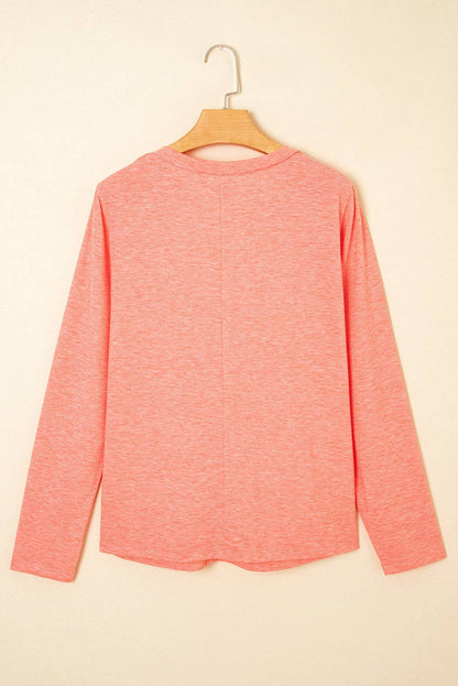 Floral Patchwork Long Sleeve T-Shirt: Fresh Salmon / L