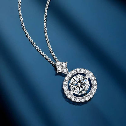 Dancing Moissanite Charm Necklace in 925 Sterling Silver: 1.0 ct