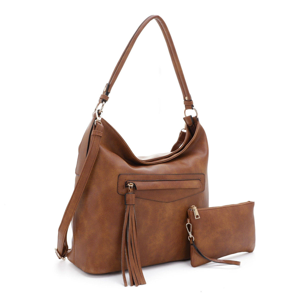 Eliza Front Tassel Pocket 2 in 1 Hobo Shoulder Bag S: Mauve