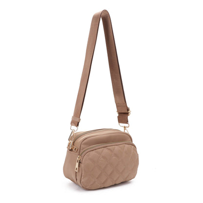Angela Quilted Crossbody Bag: Red