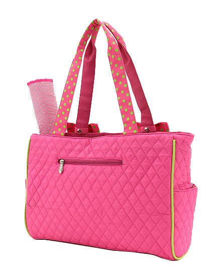 Quilted Solid Diaper Bag: RDBK