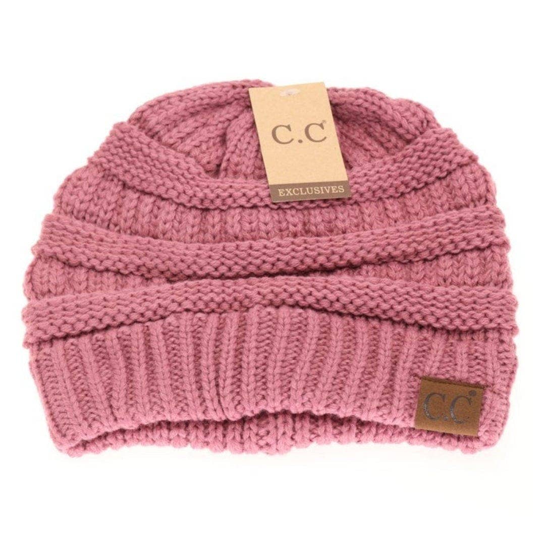 HAT20A Olivia Classic Knit Beanie: Indian Pink