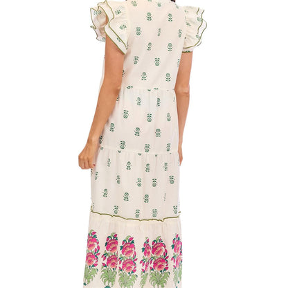 White and Pink Midi Dress
