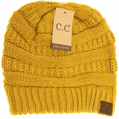 HAT20A Olivia Classic Knit Beanie: Beige