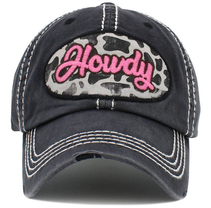 KBV1495 Howdy Washed Vintage Ballcap: Hot Pink
