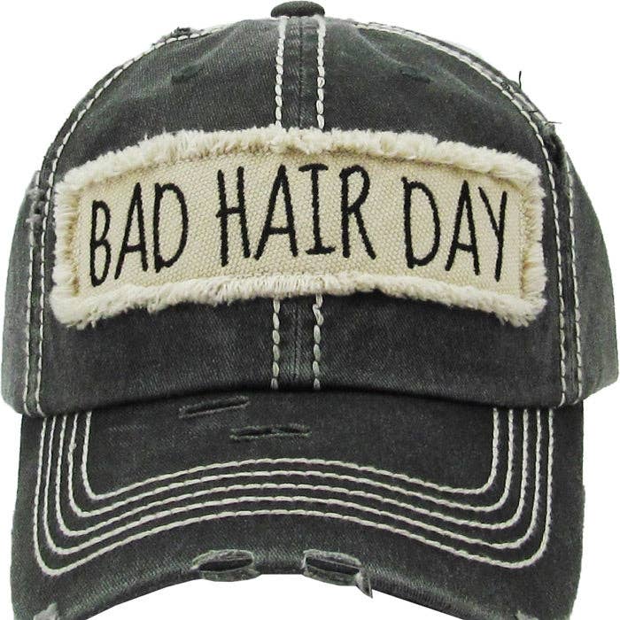 KBV1073 'BAD HAIR DAY' Distressed Cotton Cap: Camoflauge