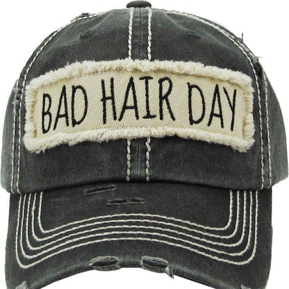 KBV1073 'BAD HAIR DAY' Distressed Cotton Cap: Camoflauge