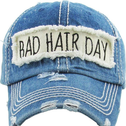 KBV1073 'BAD HAIR DAY' Distressed Cotton Cap: Camoflauge