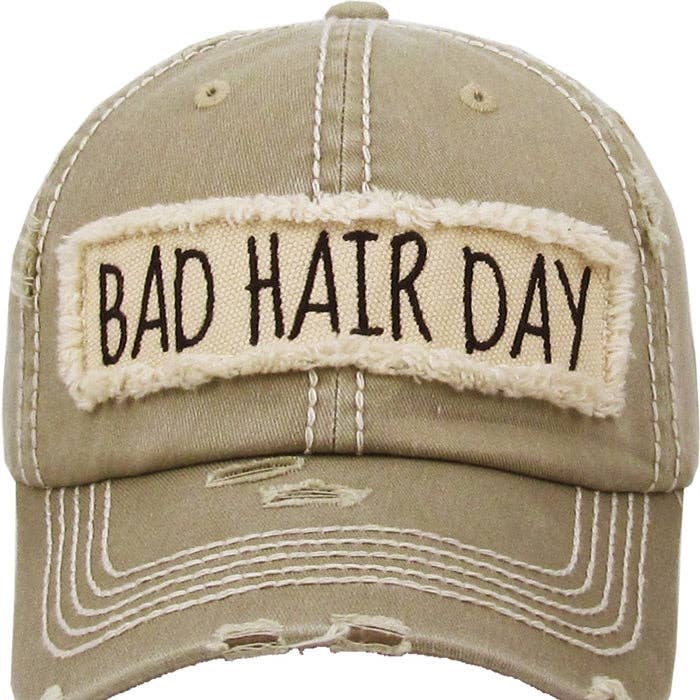 KBV1073 'BAD HAIR DAY' Distressed Cotton Cap: Camoflauge