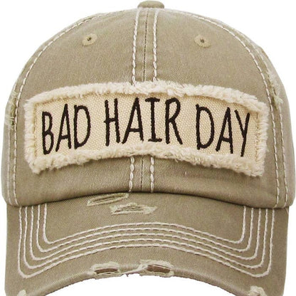 KBV1073 'BAD HAIR DAY' Distressed Cotton Cap: Camoflauge
