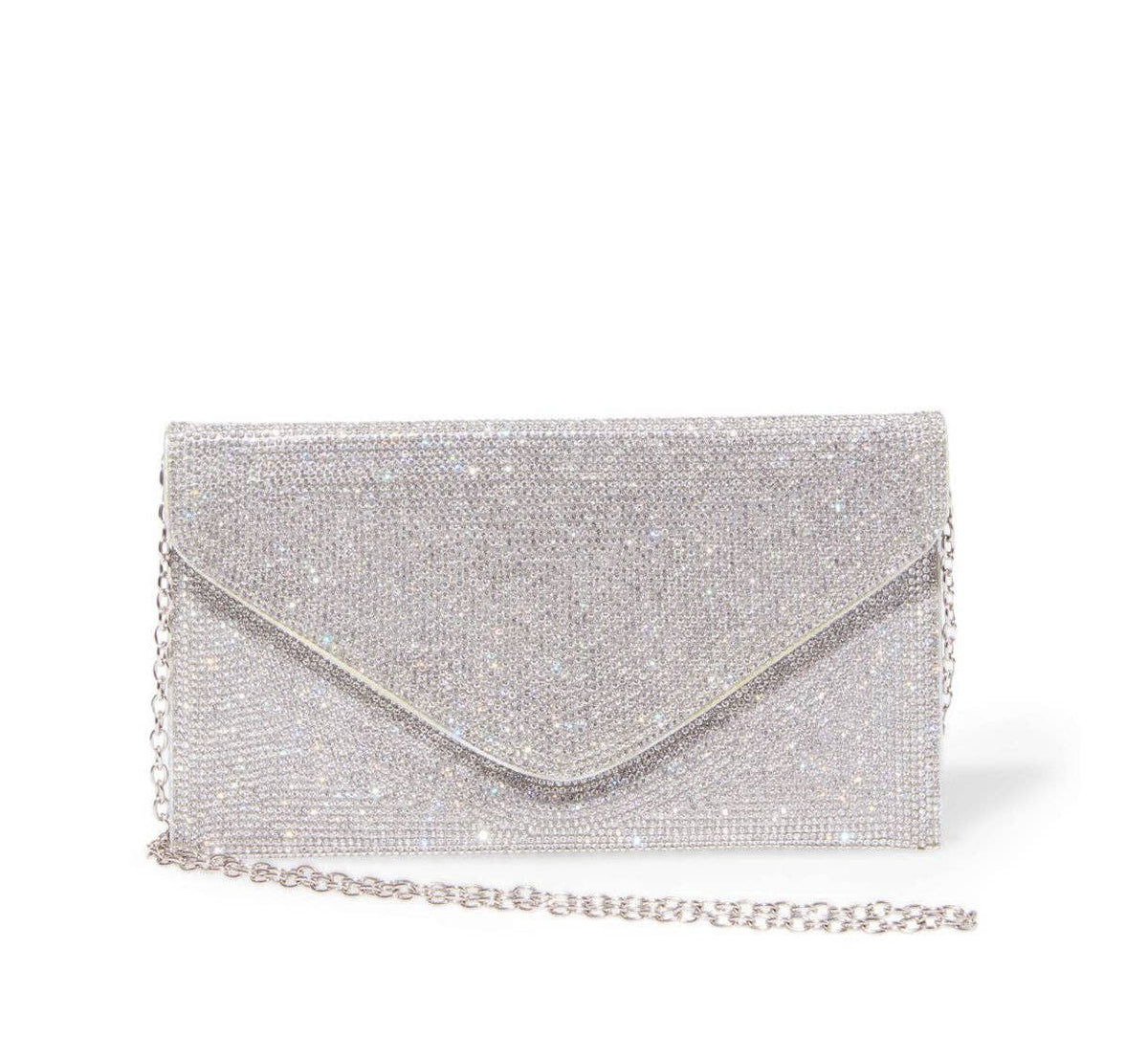 Rhinestone Embellished Envelope Clutch: Gold