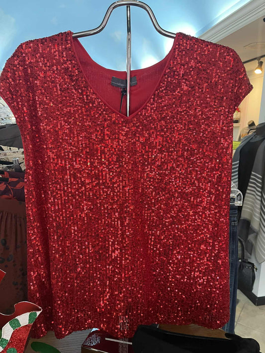 Hanna & Grace Red Sequin Top PLUS