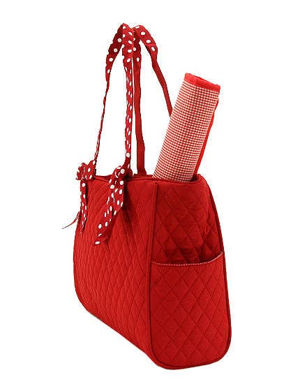 Quilted Solid Diaper Bag: RDBK