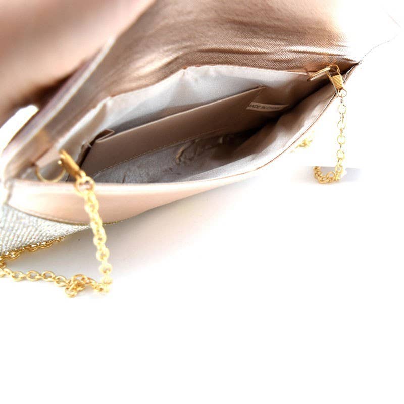 Rhinestone Embellished Envelope Clutch: Gold