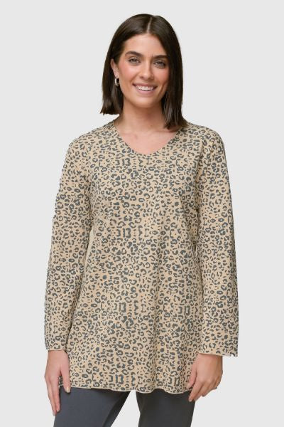 Leopard Jersey Knit Vneck