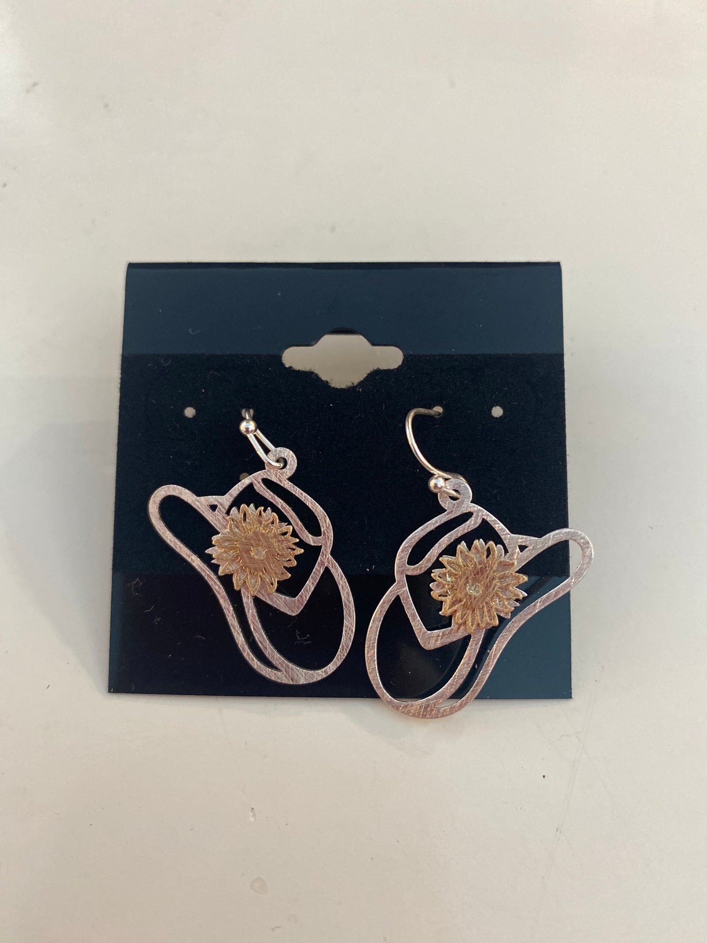 Cowgirl Hat Brass Earrings