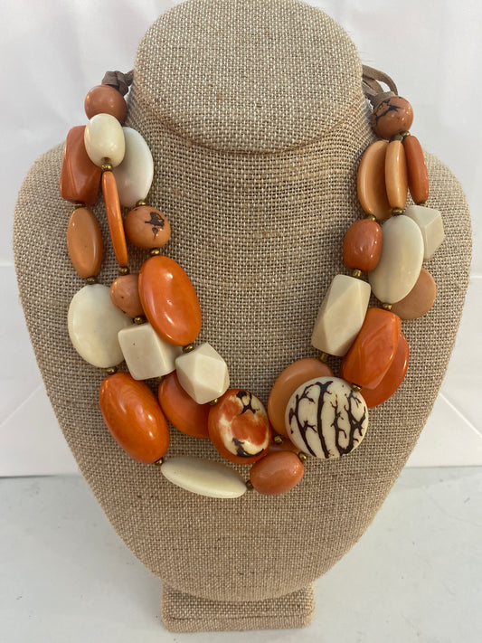 Tagua Necklace Ivory/Coral