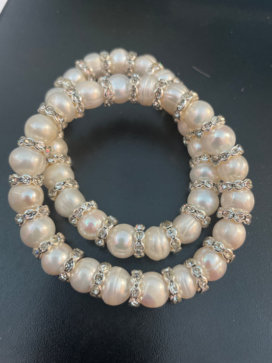 Genuine Pearl Jewel Stretch Bracelet A2