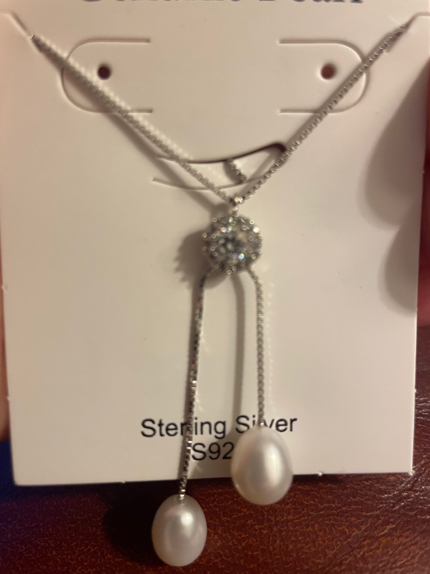 Genuine Double Pearl Jewel Sterling Necklace A4
