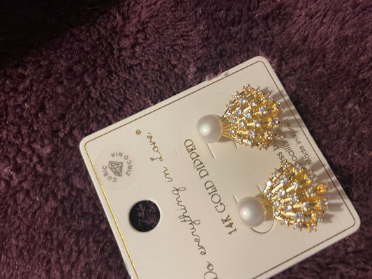 14K Gold Dipped Pearl Earring