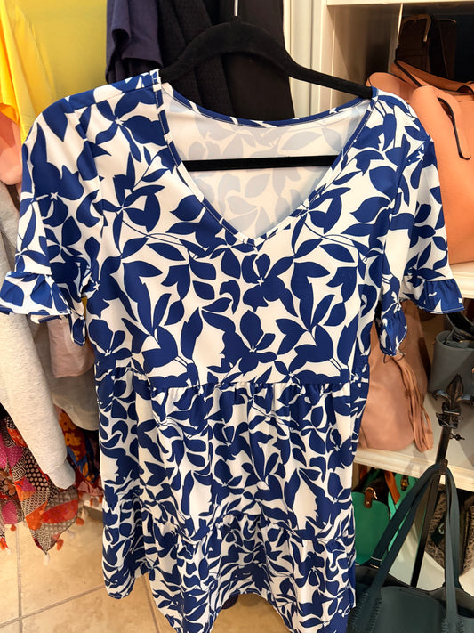 White and Blue Floral Dress