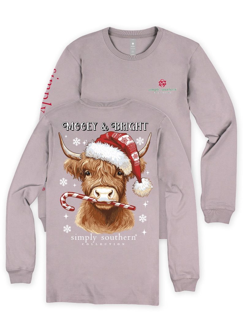 Simply Southern Mooey Christmas Cow Driftwood Long Sleeve T-Shirt
