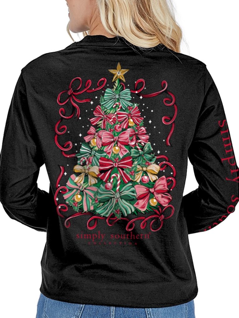 Simply Southern Christmas Tree Black Long Sleeve T-Shirt