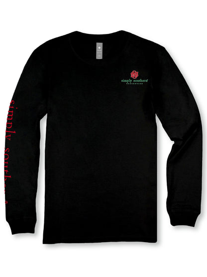 Simply Southern Christmas Tree Black Long Sleeve T-Shirt