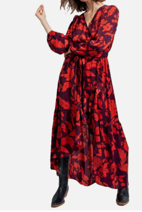 Floral Printed Mirabelle Satin Maxi Dress