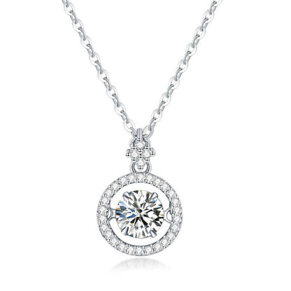 Dancing Moissanite Charm Necklace in 925 Sterling Silver: 1.0 ct