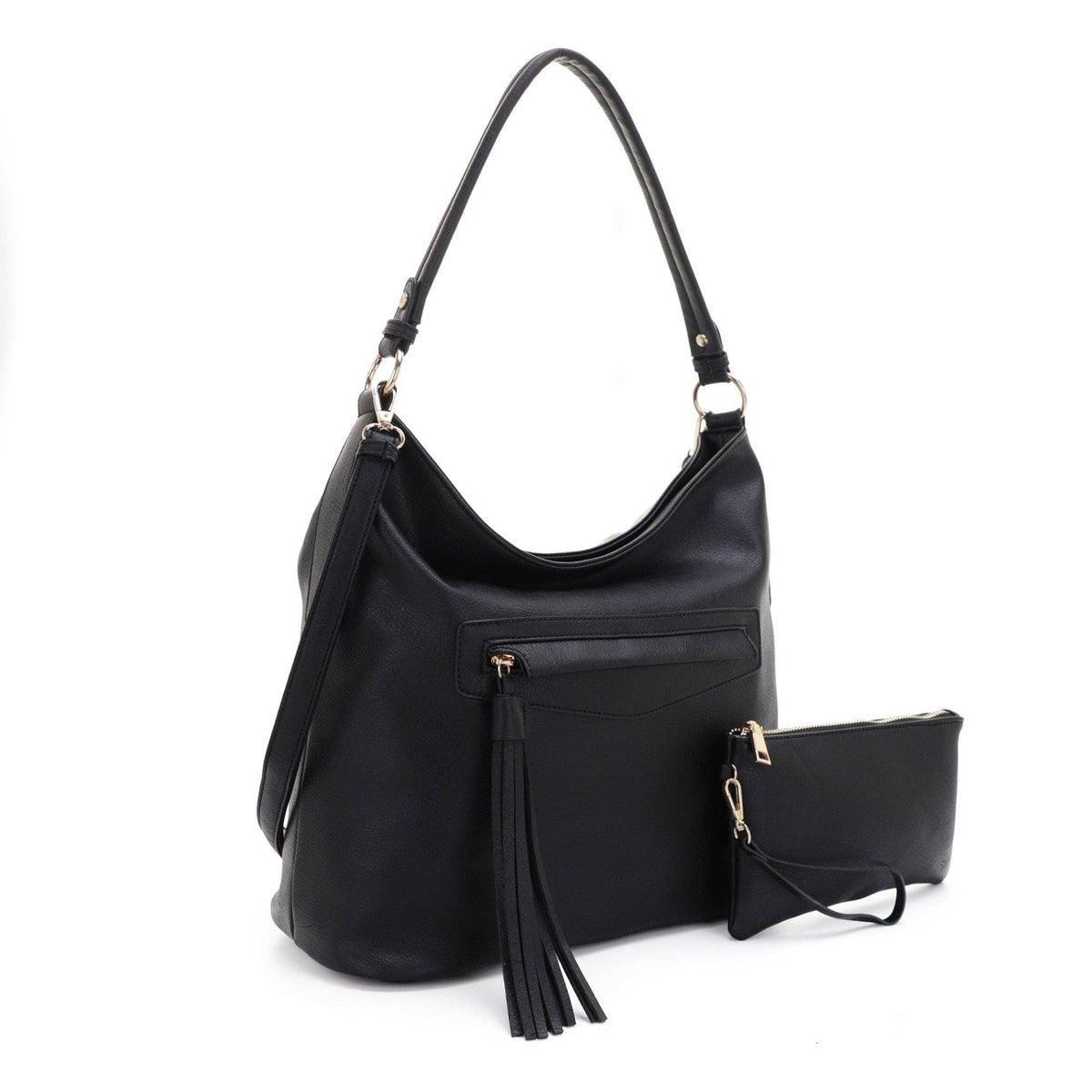 Eliza Front Tassel Pocket 2 in 1 Hobo Shoulder Bag S: Mauve