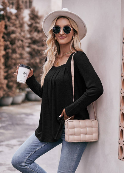 Top Square Neck Long Sleeve Charcoal / S