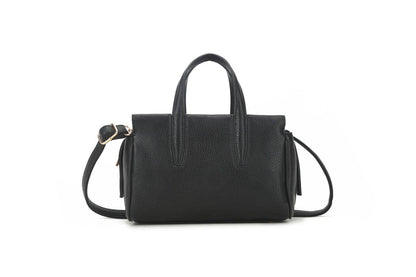 Antonia 3 Compartment Satchel/Crossbody Bag: Black