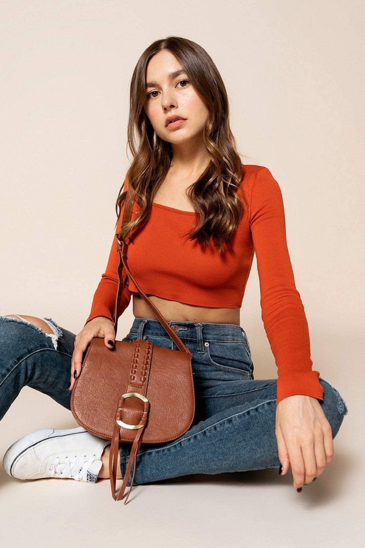 Georgie Front Detail Women's Crossbody Bag: Ginger