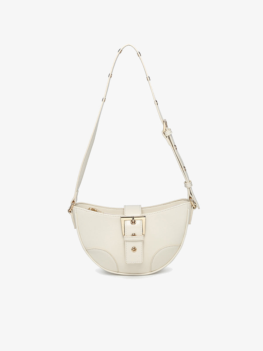 Off White Adelaide Shoulder Bag w/ Snap Closure