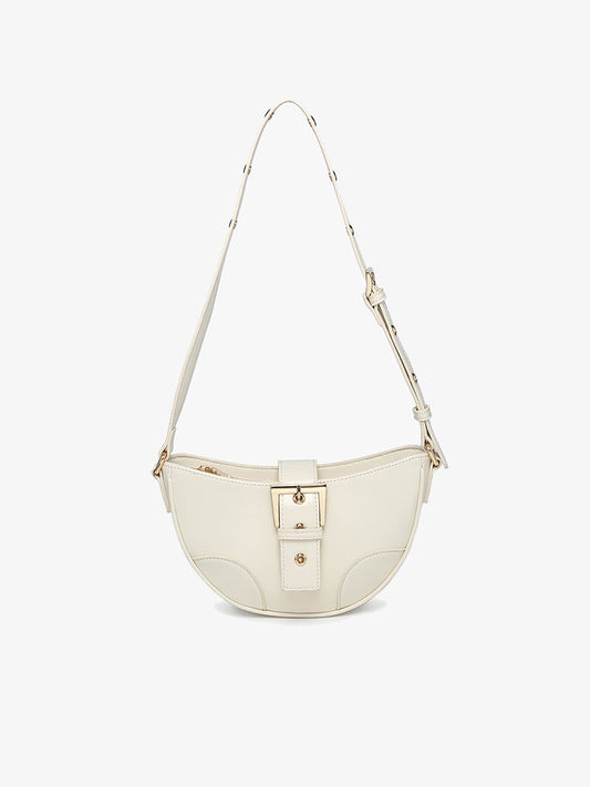 Off White Adelaide Shoulder Bag w/ Snap Closure
