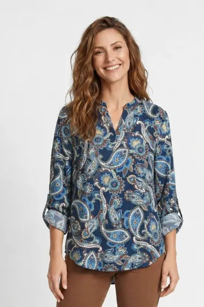 Georgette Split Neck Paisley Blouse