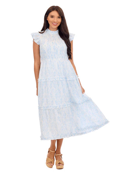 Mudpie Midi Dress Blue Floral